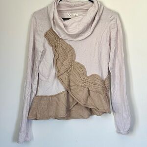 Moth Anthropologie Cowl Neck Sweater with Ruffle Knit Accents - Size: Medium